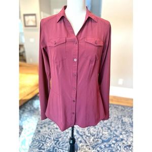 ExOfficio Women's Maroon Kizmet Long Sleeve Button Up Shirt Size Small (4-6)